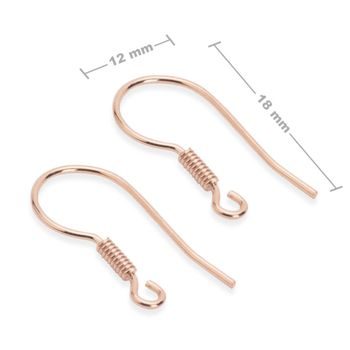 Silver earring hook rose gold-plated open 18x12mm No.908