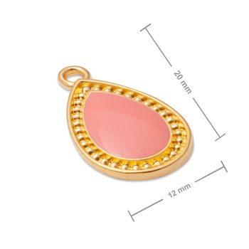 OmegaCast pendant pink drop in decorative frame 20x12mm gold-plated