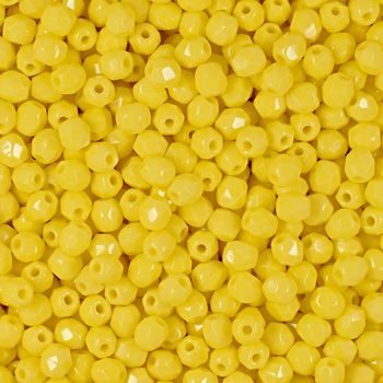 Glass fire polished beads 3mm Opaque Yellow