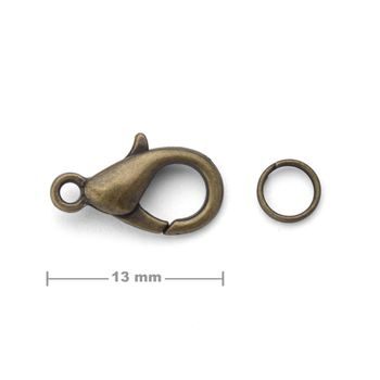 Jewellery lobster clasp 13mm antique brass