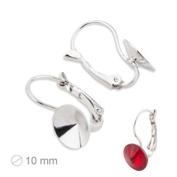 Rivoli leverback earrings 10mm rhodium