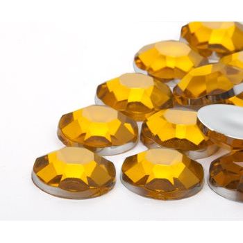 Acrylic glue-on stones round 14mm yellow
