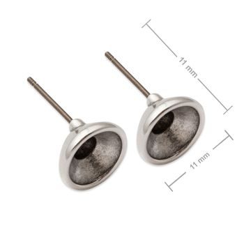 Manumi titanium ear posts with settings for SWAROVSKI 1088 SS39 silver-plated