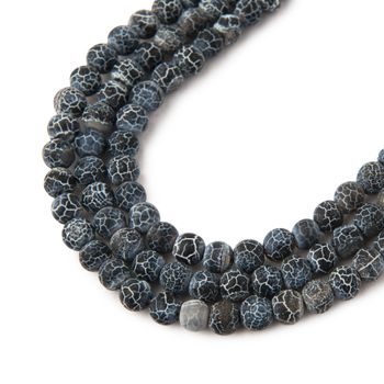 Crackle Black Agate beads matte 4mm