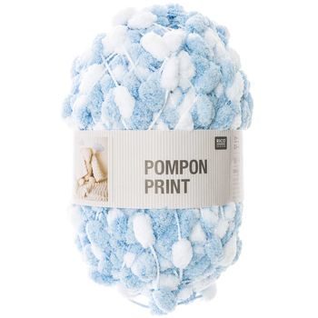 Rico design háčkovacia bambulková priadza POMPON Print svetlo modro-biela