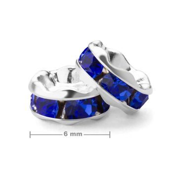 Rhinestone rondelle 6mm silver Sapphire