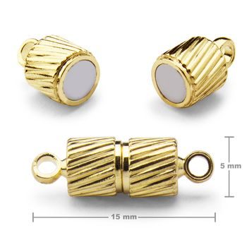 Magnetic clasp cylinder with loops 15x5mm in the colour of gold