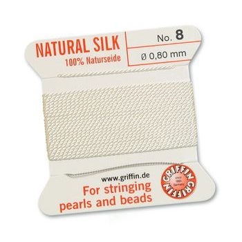 Silk thread with needle 0.8mm/2m white