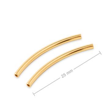 Distanțier tubular curbat din argint 25x1,5mm placat cu aur de 24K nr.739