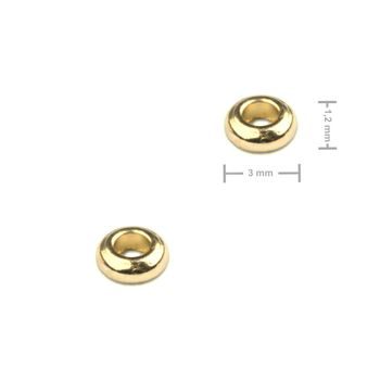Distanční kroužek z chirurgické oceli placička 3 x 1,2 mm v barvě zlata