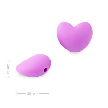 Mărgele din silicon inimioară 20x17x13mm Light Violet