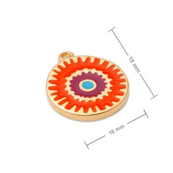 Manumi přívěsek červené Boho oko 19x16 mm pozlacený