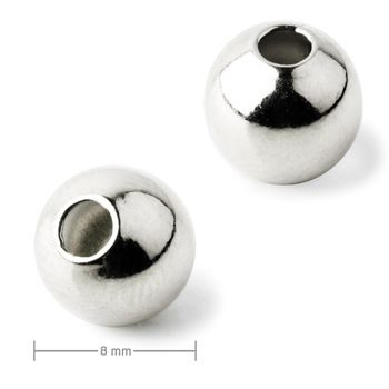 Mărgele metalice cu scobitură 8mm de culoarea platinei