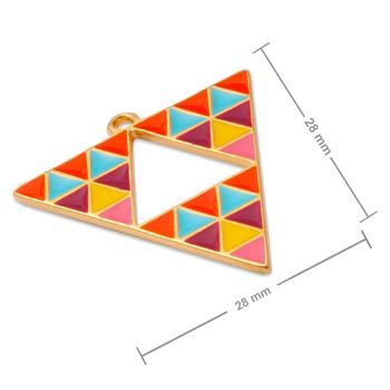 Manumi přívěsek trojúhelník s vícebarevným geometrickým vzorem 28x28mm pozlacený