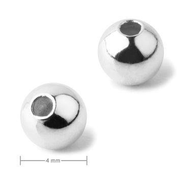 Mărgele metalice cu scobitură 4mm de culoare argintie