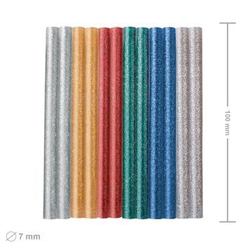 Glue sticks for a hot glue gun mix of colours with glitter 7.2x100mm 12pcs