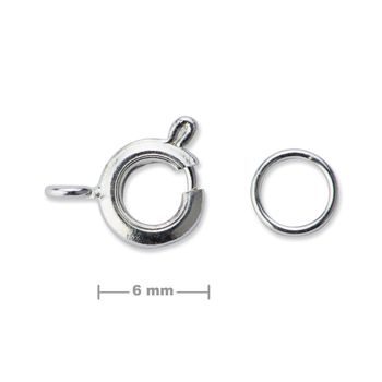 Spring ring clasp 6mm in the colour of silver