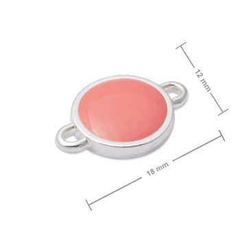 Manumi connector pink circle 18x12mm silver-plated