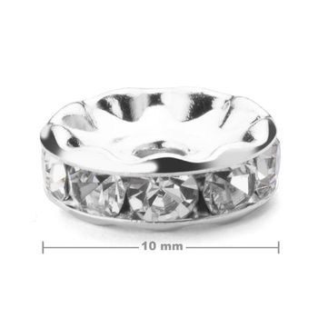 Rondel cu ștrasuri 10mm argintiu Crystal