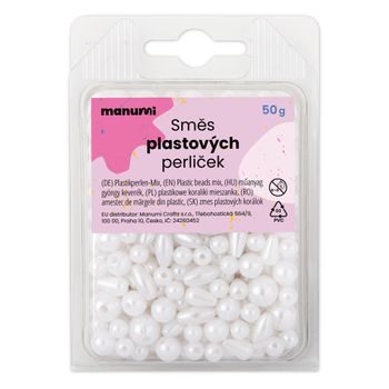 Manumi metalické plastové korálky bílé