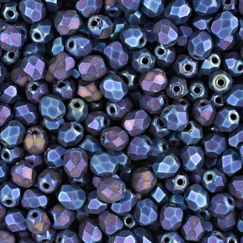 Glass fire polished beads 4mm Matte Iris Blue