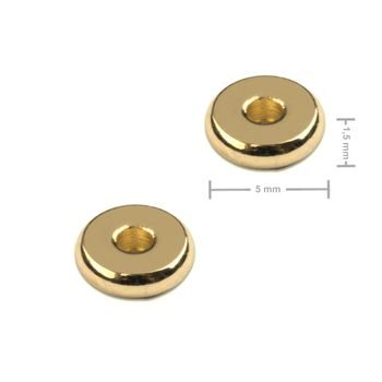 Distanční kroužek z chirurgické oceli placička 5 x 1,5 mm v barvě zlata