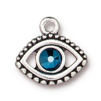 TierraCast pandantiv Evil Eye cu cristal SWAROVSKI SS20 culoare argintiu învechit