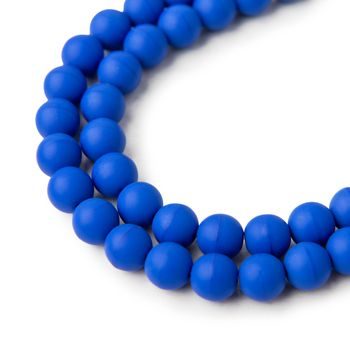 Czech glass pressed round beads Dark Blue Opaque Matt 8mm No.76