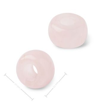 Mineral Rose Quartz rondelle bead with large hole for Macramé 14x8mm