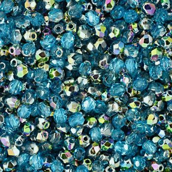 Glass fire polished beads 3mm Dark Aquamarine Vitral