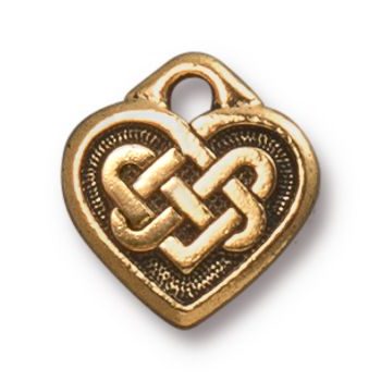 TierraCast pandantiv Small Celtic Heart culoare auriu învechit