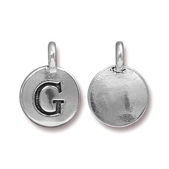 TierraCast pendant 17x12mm with letter G antique silver