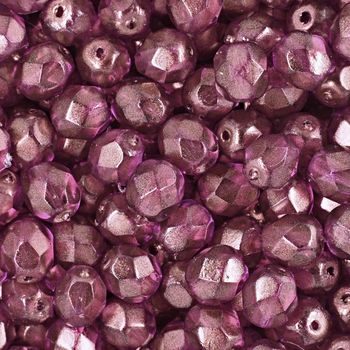 Glass fire polished beads 6mm Halo Madder Rose