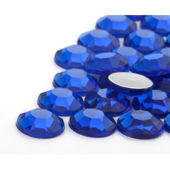 Acrylic glue-on stones round 12mm blue