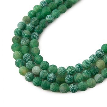 Crackle Green Agate beads matte 4mm