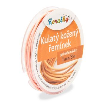 Okrúhly kožený remienok 1mm/3m růžový č.4