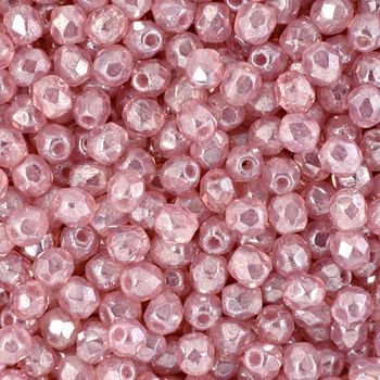 Glass fire polished beads 4mm Luster Milky Pink