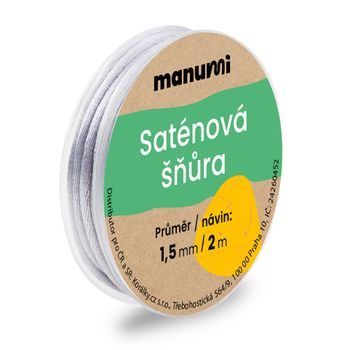 Șnur satinat din nailon 1,5mm/2m Snowfall Grey