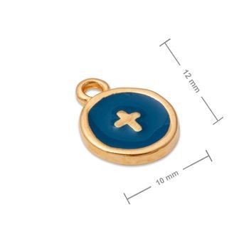 Manumi pendant cross with dark blue enamel 12x10mm gold-plated