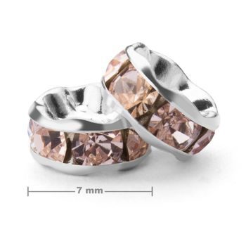 Manumi štrasová rondelka 7 mm stříbrná Light Rose