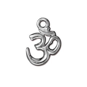 TierraCast pendant 3D Om rhodium-plated