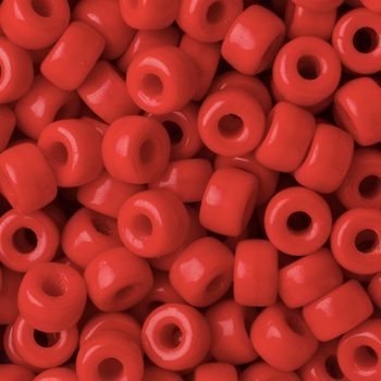 Czech glass large hole beads 6mm Coral Red Opaque