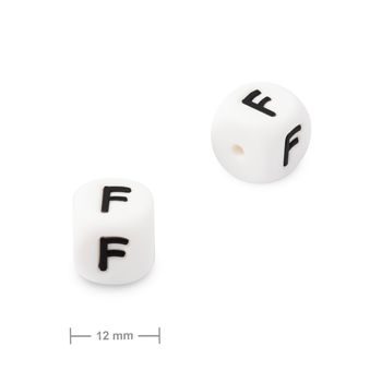 Silicone cube bead 12mm with letter F