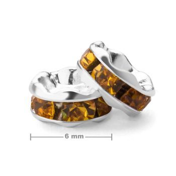 Rondel cu ștrasuri 6mm argintiu Topaz