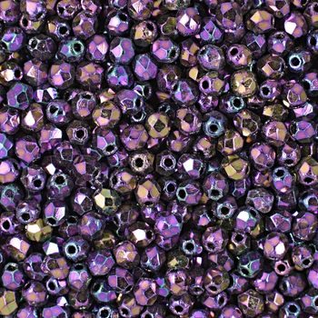 Glass fire polished beads 3mm Iris Purple