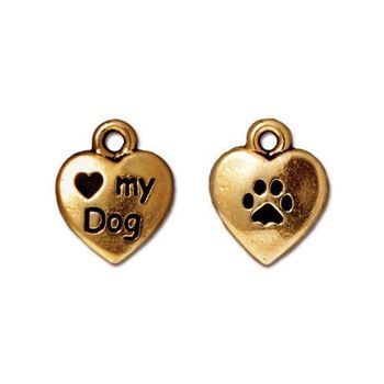 TierraCast pendant Love My Dog antique gold