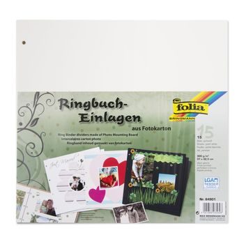 Set of photo cardboard papers for ring binders 300g/m² 15 sheets cream