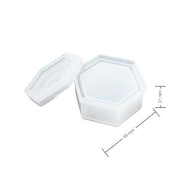 Silicone mold for casting crystal resin box hexagon 90x80x37mm