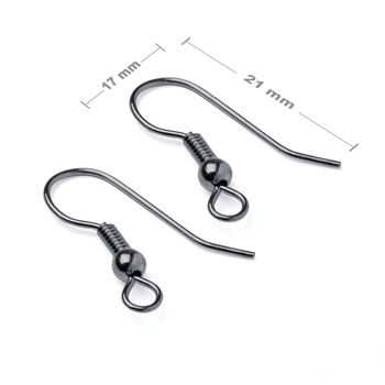 Earring fishooks with ball 21x17mm anthracite
