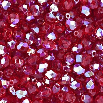 Glass fire polished beads 4mm Siam Ruby AB
